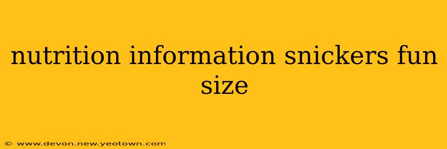 nutrition information snickers fun size