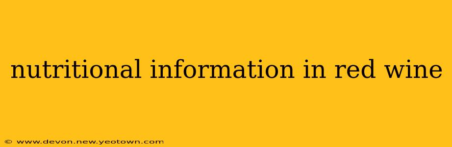 nutritional information in red wine