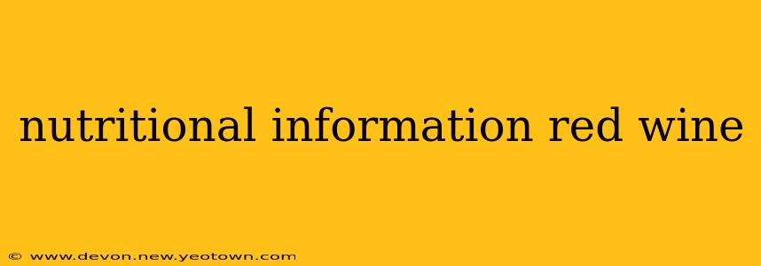 nutritional information red wine