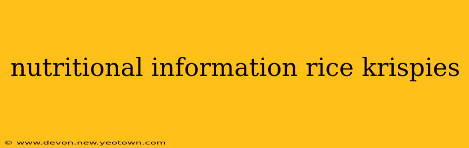 nutritional information rice krispies