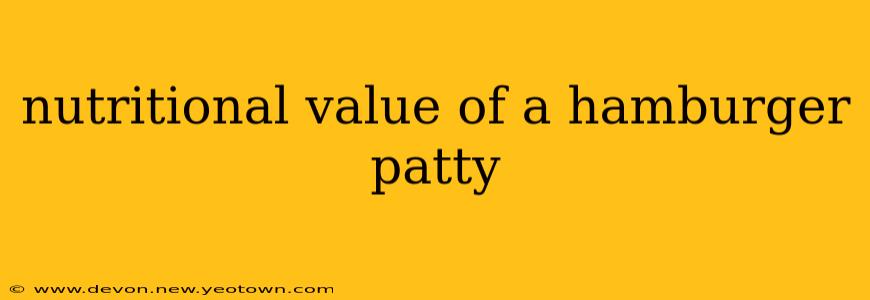 nutritional value of a hamburger patty