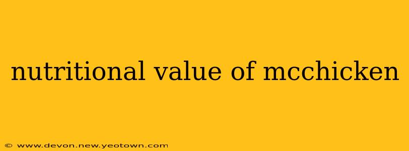 nutritional value of mcchicken