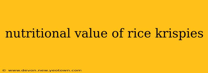 nutritional value of rice krispies