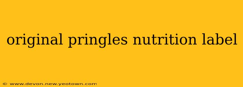 original pringles nutrition label