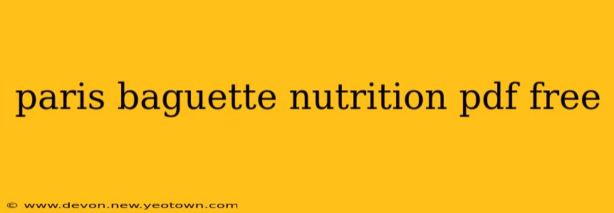 paris baguette nutrition pdf free