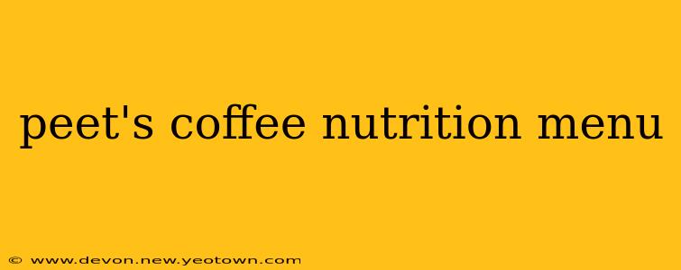 peet's coffee nutrition menu