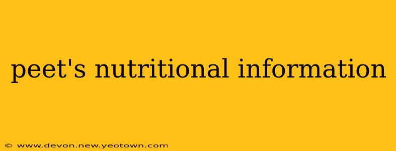 peet's nutritional information