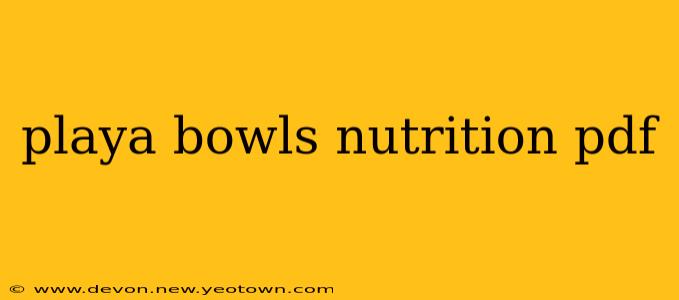 playa bowls nutrition pdf
