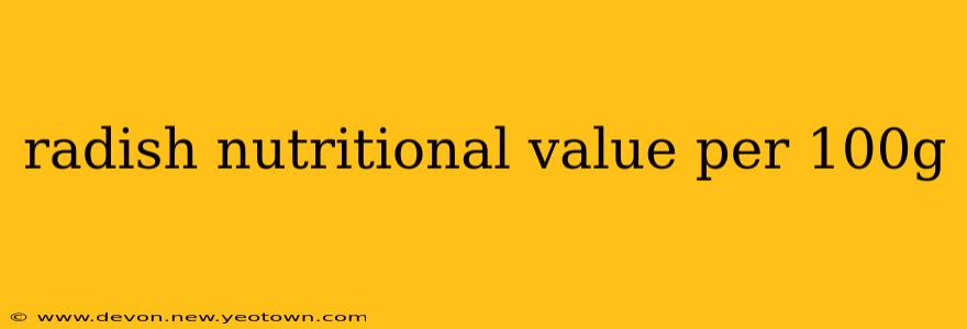 radish nutritional value per 100g