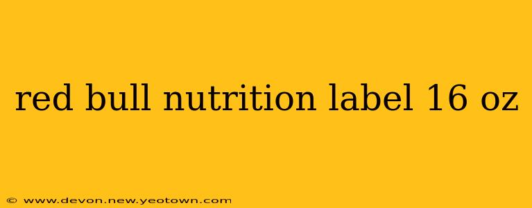 red bull nutrition label 16 oz