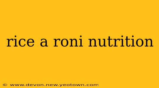 rice a roni nutrition