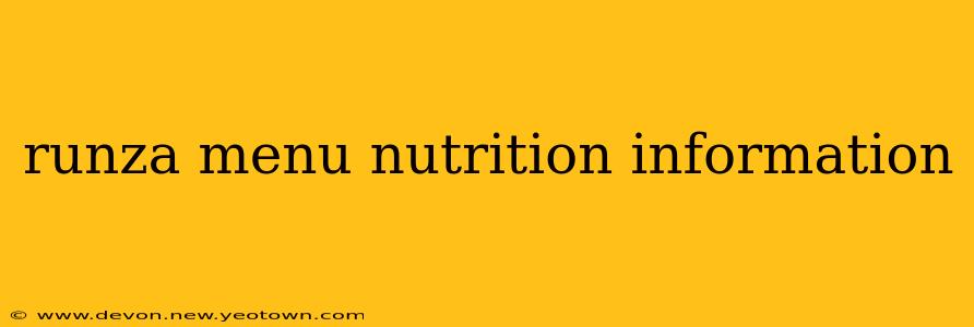 runza menu nutrition information