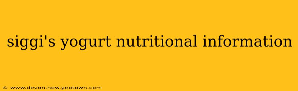siggi's yogurt nutritional information