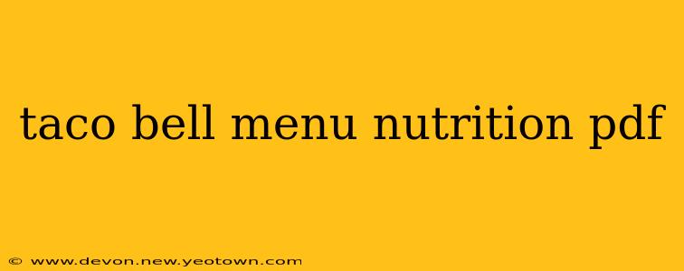 taco bell menu nutrition pdf