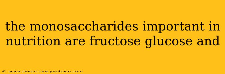 the monosaccharides important in nutrition are fructose glucose and