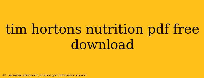 tim hortons nutrition pdf free download