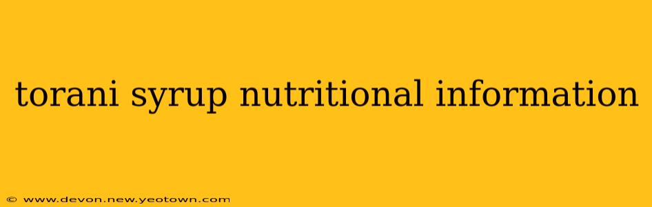 torani syrup nutritional information