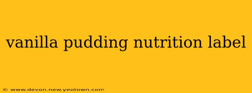 vanilla pudding nutrition label