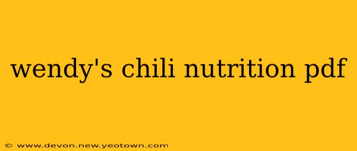 wendy's chili nutrition pdf