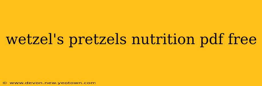 wetzel's pretzels nutrition pdf free