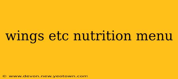 wings etc nutrition menu